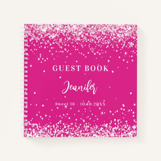 Gastboek verjaardag heet roze glitter meisje notitieboek (Voorkant)