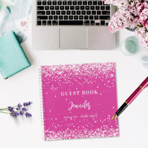 Gastboek verjaardag heet roze glitter meisje