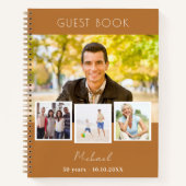 Gastboek verjaardag koper bruin foto collage notitieboek (Voorkant)