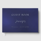Gastboek Verjaardag marine blauw zilver folie Gastenboek (Voorkant)
