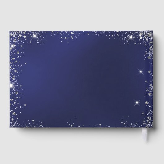 Gastboek verjaardag marine blauwe foto gouden ball gastenboek (Achterkant)