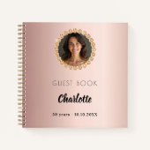 Gastboek Verjaardag roos gouden foto diamanten Notitieboek (Voorkant)