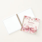 Gastboek verjaardag roze strik crème bloemen notitieboek (Binnen)