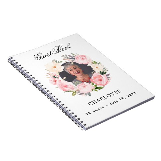 Gastboek verjaardag witte foto bloemen budget notitieboek (Rechterzijde)