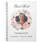 Gastboek verjaardag witte foto bloemen budget notitieboek (Voorkant)