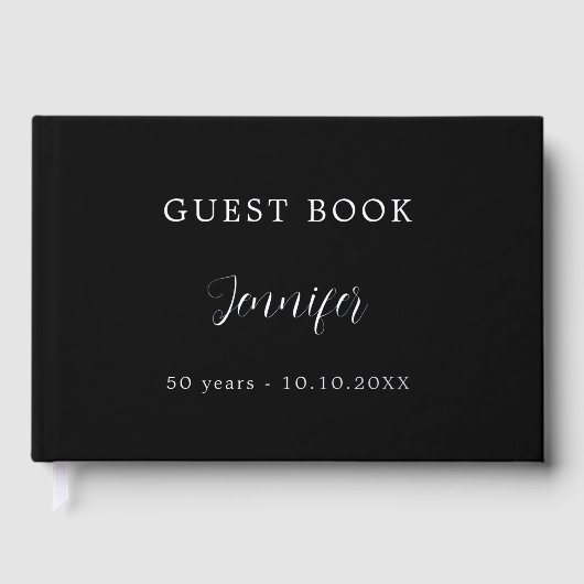 Gastboek verjaardag zwart zilver folie gastenboek (Voorkant)