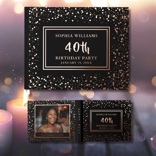 Gastboek Verjaardagsfeest Folie Bling Foto & Quote Gastenboek