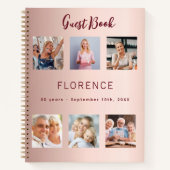 Gastboek verjaardagsfoto collage roos goud notitieboek (Voorkant)