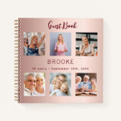 Gastboek verjaardagsfoto collage roos goud notitieboek (Voorkant)
