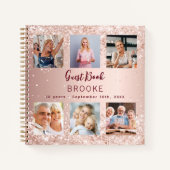 Gastboek verjaardagsfoto collage roos goud notitieboek (Voorkant)