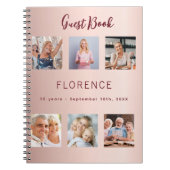 Gastboek verjaardagsfoto collage roos gouden budge notitieboek (Voorkant)