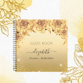Gastboek verjaart gouden rozen floraals glitter notitieboek