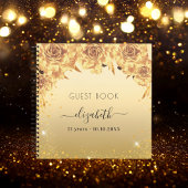 Gastboek verjaart gouden rozen floraals glitter notitieboek