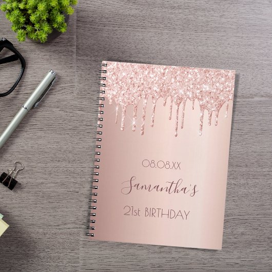 Gastboek verjaart roos goudglitterdruppels notitieboek