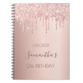 Gastboek verjaart roos goudglitterdruppels notitieboek (Voorkant)