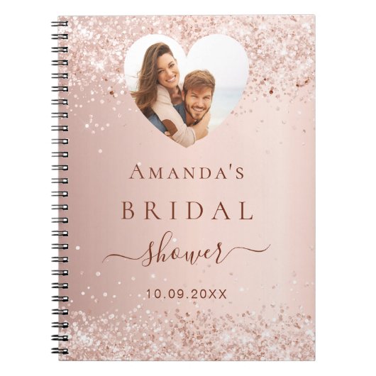 Gastboek vrijgezellenfeest foto hart roos goud notitieboek (Voorkant)