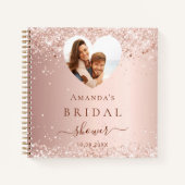 Gastboek vrijgezellenfeest foto hart roos goud notitieboek (Voorkant)