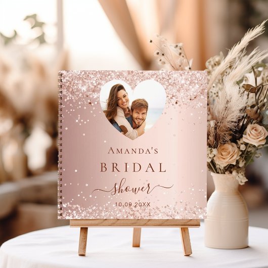 Gastboek vrijgezellenfeest foto hart roos goud notitieboek