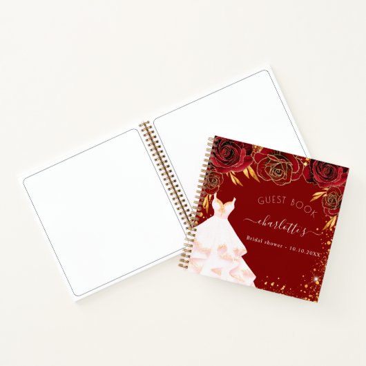 Gastboek vrijgezellenfeest rode gouden witte jurk notitieboek (Binnen)