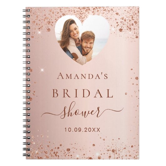 Gastboek vrijgezellenfeest roos gouden foto hart notitieboek (Voorkant)