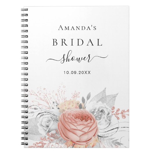 Gastboek vrijgezellenfeest roos goudflorzilver notitieboek (Voorkant)