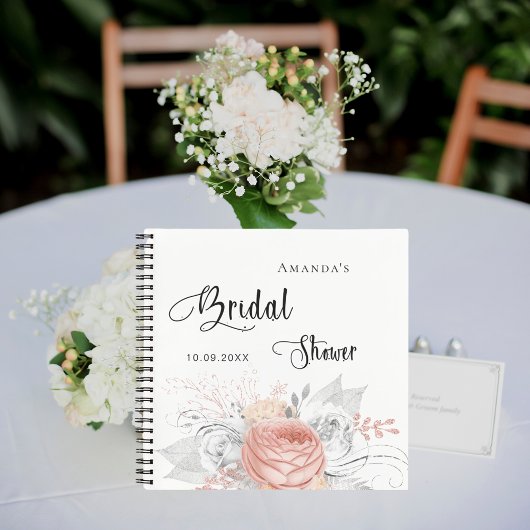 Gastboek vrijgezellenfeest roos goudflorzilver notitieboek