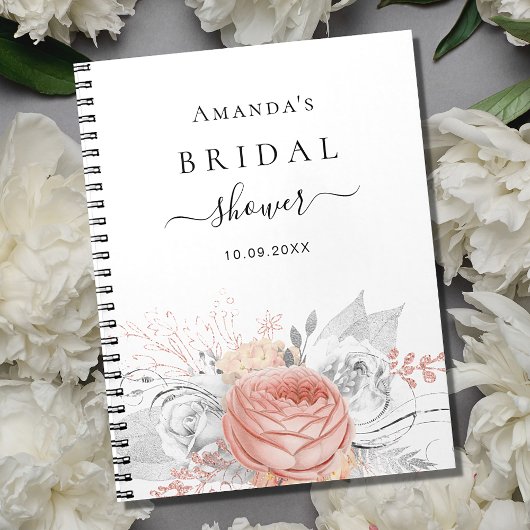 Gastboek vrijgezellenfeest roos goudflorzilver notitieboek