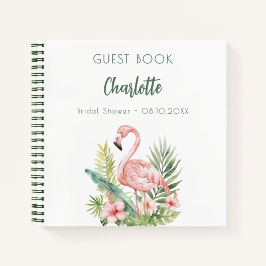 Gastboek vrijgezellenfeest roze flamingo notitieboek (Voorkant)