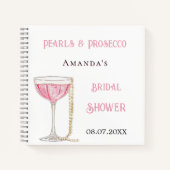 Gastboek vrijgezellenfeest roze parel prosecco notitieboek (Voorkant)