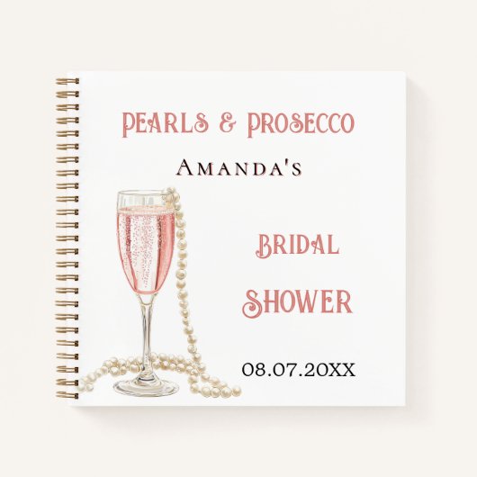 Gastboek vrijgezellenfeest roze parels prosecco notitieboek (Voorkant)