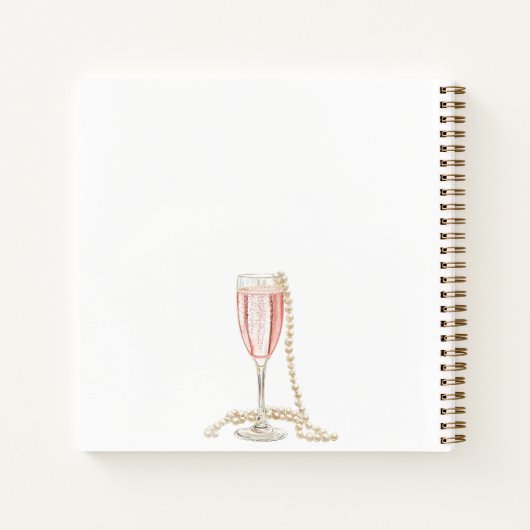 Gastboek vrijgezellenfeest roze parels prosecco notitieboek (Achterkant)