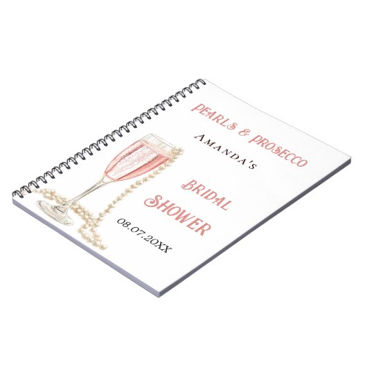 Gastboek vrijgezellenfeest roze parels prosecco notitieboek (Linkerzijde)