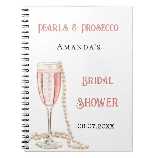 Gastboek vrijgezellenfeest roze parels prosecco notitieboek (Voorkant)