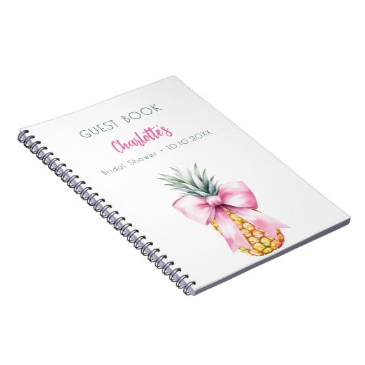 Gastboek Vrijgezellenfeest roze strik ananas Notitieboek (Rechterzijde)