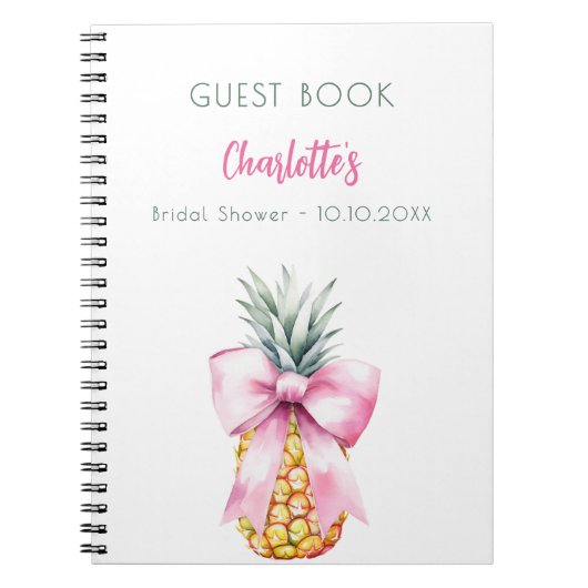 Gastboek Vrijgezellenfeest roze strik ananas Notitieboek (Voorkant)
