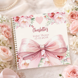 Gastboek Vrijgezellenfeest roze strik bloemen Notitieboek