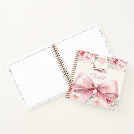 Gastboek Vrijgezellenfeest roze strik bloemen Notitieboek (Binnen)