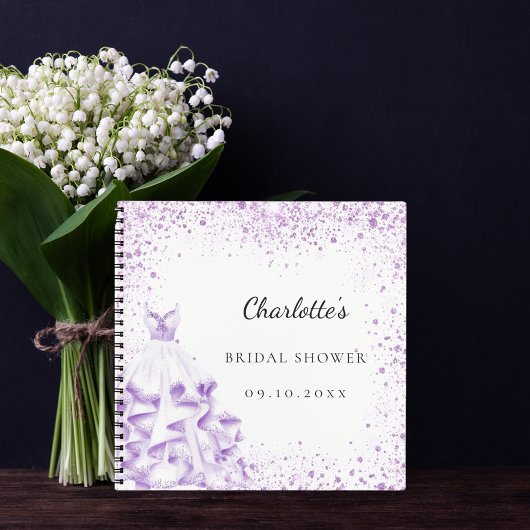 Gastboek Vrijgezellenfeest violet jurk glitter Notitieboek