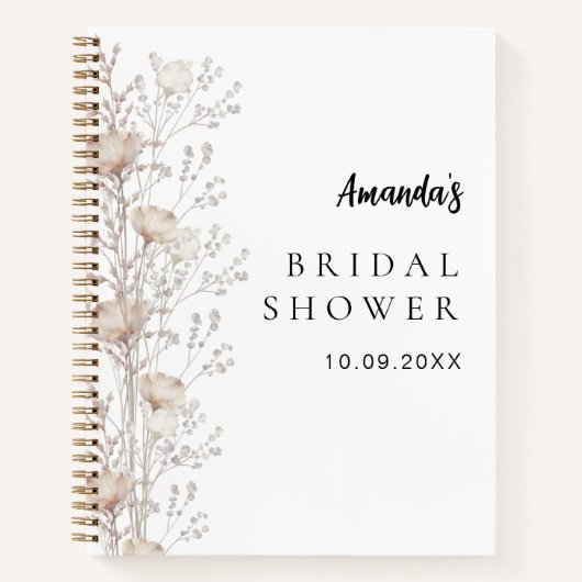Gastboek vrijgezellenfeest wilde bloemen beige crè notitieboek (Voorkant)