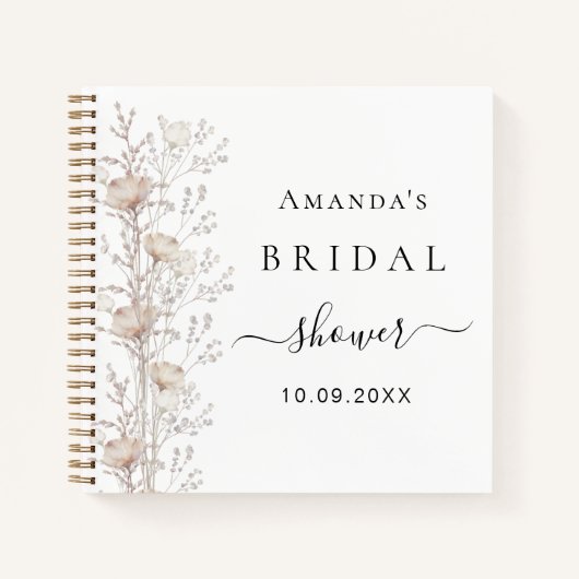 Gastboek vrijgezellenfeest wilde bloemen beige crè notitieboek (Voorkant)