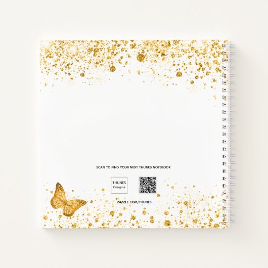 Gastboek vrijgezellenfeest witte goudvlinder notitieboek (Achterkant)