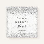 Gastboek vrijgezellenfeest witte zilverglitter notitieboek (Voorkant)