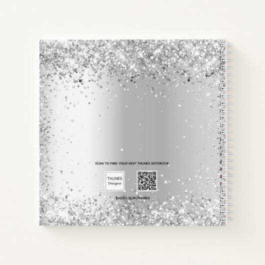 Gastboek vrijgezellenfeest witte zilverglitter notitieboek (Achterkant)