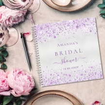 Gastboek vrijgezellenfeest zilveren paarse glitter