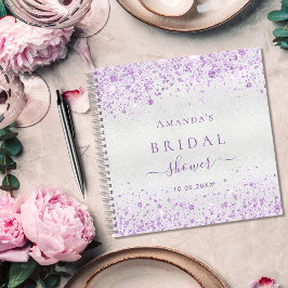 Gastboek vrijgezellenfeest zilveren paarse glitter notitieboek