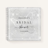 Gastboek vrijgezellenfeest zilveren vlinderglitter notitieboek (Voorkant)