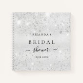 Gastboek vrijgezellenfeest zilverglitterstof notitieboek (Voorkant)