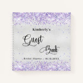 Gastboek vrijgezellenfeest zilverviolet glitter notitieboek (Voorkant)