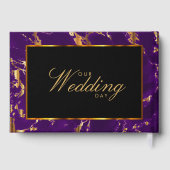 Gastboek - Zwart, Goud en Paarse Marmer Gastenboek (Achterkant)