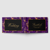 Gastboek - Zwart, Goud en Paarse Marmer Gastenboek (Volledig)